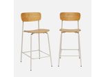 Set Di 2 Sgabelli Da Bar Vintage Metallo E Compensato, Beige