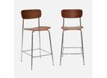 Set Di 2 Sgabelli Da Bar Vintage Metallo E Compensato, Grigio Perlato