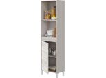 Dmora Credenza Spineda 49X28X174H Cm Beige, Cassetti 3 Ripiani