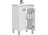 Dmora Mobile Sottolavabo Tuglie 50X39X80H Cm Bianco Lucido, Cassetti 2 Ante