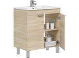 Dmora Mobile Sottolavabo Cariati 70X45X80H Cm Marrone Rovere, Cassetti 2 Ante