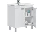 Dmora Mobile Sottolavabo Cariati 70X45X80H Cm Bianco Lucido, Cassetti 2 Ante