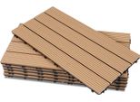 Piastrelle Per Terrazze Izrielar Wpc 4 M², 30 X 60 Cm 24 Pezzi, Doghe Per Terrazze Con 4 Listelli Effetto Legno, Per Pavimentazione Di Giardini E Balconi Con Sistema Di Drenaggio E Incastro A Clic, Teak