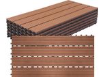 Piastrelle Per Terrazze Izrielar Wpc 10 M², 30 X 60 Cm 60 Pezzi, Doghe Per Terrazze Con 4 Listelli Effetto Legno, Per Pavimentazione Di Giardini E Balconi Con Sistema Di Drenaggio E Incastro A Clic, Marrone