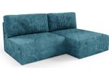 Dmora Divano Letto Con Penisola Pergola 210X149 Cm Blu Petrolio, Sfoderabile Cuscini Sfoderabili Contenitore