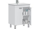 Dmora Mobile Sottolavabo Polino 60X45X80H Cm Bianco Lucido, Cassetti 2 Ante