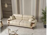 Moderno Divano Da Salotto Beige Divano In Pelle Beige A 3 Posti Con Struttura In Legno