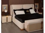 Elegante Set Da Camera Da Letto Beige Letto Raffinato 2 Comodini Panca