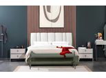 Set Camera Da Letto Bianco-Verde Letto Imbottito Panca 2 Comodini