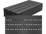 Piastrelle Per Terrazze Izrielar Wpc 4 M², 30 X 60 Cm 24 Pezzi, Doghe Per Terrazze Con 4 Listelli Effetto Legno, Per Pavimentazione Di Giardini E Balconi Con Sistema Di Drenaggio E Incastro A Clic, Antracite