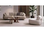 Set Da Salotto Di Design Divano A Tre Posti Beige Poltrona Elegante