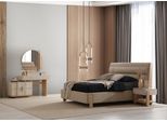 Elegante Set Da Camera Da Letto Beige Con Letto Imbottito E 2 Comodini