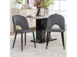 Fortuna Lai Sedia Da Pranzo (2 Pezzi), Sedia Imbottita Di Design Con Schienale, Seduta In Velluto, Struttura In Metallo, Piedini Regolabili, Motivo A Rombi Sul Retro, Grigio