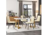 Set Da Pranzo Fortuna Lai (Set Composto Da Tavolo Da Pranzo 117×68 Cm Con 4 Sedie), Tavolo Da Pranzo Rettangolare Set Da Cucina Moderno , Sedia Da Pranzo Sedia Da Cucina In Velluto Twill Beige, Gambe Del Tavolo Dorate
