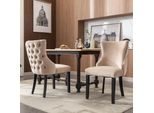 Fortuna Lai Sedia A 4 Gambe, Sedia Da Pranzo In Velluto Beige, Con Trapuntatura A Bottoni, Struttura In Legno Massello, Beige (Set Di 2 Pezzi)