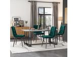 Fortuna Lai Sedia Da Pranzo (4 Pezzi), Verde Scuro, Set Di 4 Sedie Imbottite Design Sedia Con Schienale, Seduta In Velluto Struttura In Metallo