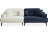 Divano Da Salotto Bianco E Blu Divano Imbottito Di Design A 3 Posti Divano In Tessuto