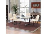 Fortuna Lai Sedia Da Pranzo (4 Pezzi), Beige, Set Da 4 Sedie Imbottite Design Sedia Con Schienale, Seduta In Velluto Struttura In Metallo