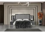 Elegante Set Da Camera Da Letto Grigio Lussuoso Letto Imbottito Comodini
