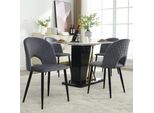Fortuna Lai Sedia Da Pranzo (4 Pezzi), Sedia Imbottita Di Design Con Schienale, Seduta In Velluto, Struttura In Metallo, Piedini Regolabili, Motivo A Rombi Sul Retro, Grigio