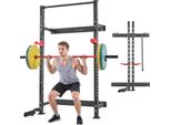 Vevor Power Cage Pieghevole Con Portata Massima Di 454 Kg, Power Rack A Parete, Attrezzo Multifunzionale Per L'allenamento Della Forza Con Attacco Per Mine Terrestri, Ganci A J Regolabili E Barra Per Trazioni Per Palestra Domestica