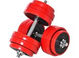 Fortuna Lai Set Manubri 20/30 Kg 2 In 1 Manubri E Bilancieri Regolabili Sollevamento Pesi Per La Palestra In Casa Fitness Muscoli Acciaio Plastica Pp Ferro Sabbia Rosso+Nero 21,5 X 21,5 X 3,8 Cm