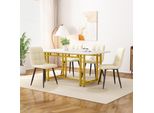 Fortuna Lai 120X70Cm Tavolo Da Pranzo Leggero E Lussuoso, (1 Pezzo), Struttura In Metallo Tavolo Da Pranzo Rettangolare Tavolo Da Cucina Moderno Con Gambe In Metallo Per Sala Da Pranzo E Soggiorno, Gambe Dorate