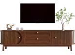 Fortuna Lai Mobile Tv Moderno Effetto Legno Con Cassetti E Vani Portaoggetti, Angoli Arrotondati, Robuste Gambe In Legno, Mobile Tv Con Spazio Contenitivo Per Il Soggiorno.