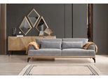 Elegante Divano Beige Di Design A 3 Posti, Consolle In Legno, Specchio