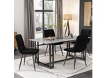 Fortuna Lai Sedia Da Pranzo (4 Pezzi), Nera, Set Da 4 Sedie Imbottite Design Sedia Con Schienale, Seduta In Velluto Struttura In Metallo