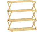 Fortuna Lai Scarpiera A 4 Ripiani, Porta Scarpe In Bambù, Per Un Massimo Di 12 Paia Di Scarpe, Per Ingresso, Corridoio, 60 X 29 X 67 Cm, Naturale