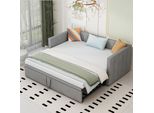 Fortuna Lai Letto Imbottito Divano Letto Estraibile 90/180*200 Cm Con Rete A Doghe, Letto Multifunzionale In Velluto Delicato Sulla Pelle Grigio, Vecchio Sku LDU00058AAG