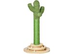 Fortuna Lai Tiragraffi Per Gatti Cactus Tiragraffi In Legno Di Pino Corda In Sisal Tiragraffi Con Pallina Di Legno Giocattolo Per Gatti 60 Cm Di Altezza Verde+Naturale