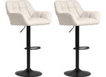Fortuna Lai Set Di 2 Sgabelli Da Bar Design Retrò Regolabili In Altezza Pelle Finta Effetto Lino Crema + Nero