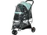 Fortuna Lai Passeggino Per Animali Domestici Passeggino Per Cani, Pieghevole, Con Parapioggia, 2 Portabevande, Blu + Verde