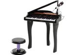 Fortuna Lai Tastiera Per Bambini Con 37 Tasti, Sgabello Per Pianoforte Con Microfono, Modalità Di Apprendimento Led, Registrazione, Strumento Musicale Pianoforte Per Bambini Dai 3 Ai 6 Anni Nero