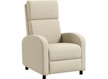 Fortuna Lai Poltrona Relax Poltrona Tv Imbottita Con Funzione Reclinabile Poltrona Tv Poltrona Reclinabile Con Effetto Tela, Poggiapiedi, Portata Fino A 120 Kg, Per Soggiorno, Bianco Crema
