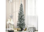 Fortuna Lai Albero Di Natale Artificiale, 210 Cm, Rami In Pvc Innevati, Pieghevole, Supporto In Metallo, Verde/Bianco