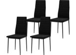 Fortuna Lai Set Di 4 Sedie Da Sala Da Pranzo, Design Senza Braccioli, Rivestimento In Tessuto, Gambe In Metallo, Nero