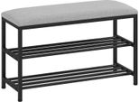 Fortuna Lai Panca Porta Scarpe Con Seduta, Panca Con Vano Contenitore, Scarpiere Con 2 Scomparti Aperti, Panca 81 X 31 X 50 Cm Nero