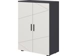 Fortuna Lai Armadio Da Bagno Armadio Ausiliario Con Doppia Anta Armadio Da Bagno Con Ripiani Regolabili, Armadio Contenitore Per Soggiorno 60 X 30 X 82 Cm Grigio