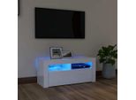 Maison Exclusive - Mobile Tv Con Luci Led Bianco Lucido 90X35X40 Cm