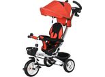 Fortuna Lai 6 In 1 Triciclo Con Barra Di Spinta, Triciclo Per Bambini Con Cintura Di Sicurezza, Pieghevole, Tettuccio Parasole Rimovibile, Portabevande, Cestino, Pedali, Fino A 25 Kg, Per Bambini Da 1 A 5 Anni, Rosso
