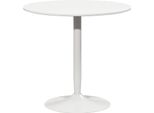 Tavolo Da Pranzo Fortuna Lai Per 2 Persone, Piano Rotondo Ø80 Cm, Mdf E Acciaio, Antiscivolo, Bianco, 75H Cm