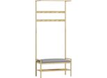 Fortuna Lai Appendiabiti Con Panca Porta Scarpe, Appendiabiti Con Ganci, Scaffale Per Scarpe, Guardaroba Con Cuscino, Appendiabiti Per Ingresso, Corridoio, Bambù, Naturale