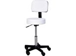Sgabello Da Lavoro Fortuna Lai Sgabello Con Rotelle Sgabello Girevole Regolabile In Altezza Con Schienale Per Ufficio, Bianco Φ35 X H72-84 Cm