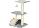 Fortuna Lai Tiragraffi 72 Cm Torre Per Gatti Con Palline Di Peluche, Tronchi Di Sisal, Piattaforma, Tavola Per Graffiare Grigio Chiaro