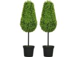 Fortuna Lai Set Da 2 Piante Artificiali Di Bosso 90 Cm A Forma Di Lacrima, Plastica Piante Artificiali In Vaso Decorazione Moderna
