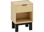 Fortuna Lai Comodino, Mobile Notte Con Cassetto, Ripiano Aperto, Comodino Per Camera Da Letto, Soggiorno, 35 X 26 X 50 Cm, Rovere