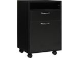 Fortuna Lai Contenitore Con Rotelle Per Documenti Nero 40X35X60 Cm Con Cassetto Per Ufficio E Home Office, Salvaspazio E Funzionale